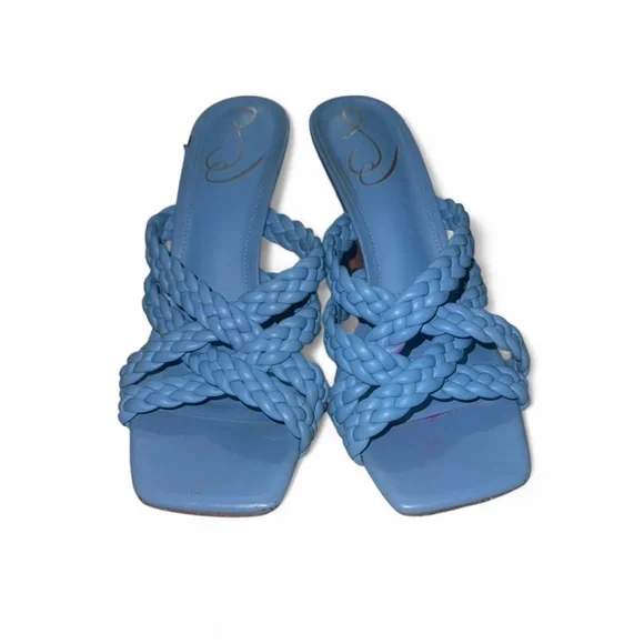 Sam Edelman Marjorie Blue Braided Strappy Heels Women’s 7.5 Square Toe - Picture 3 of 9